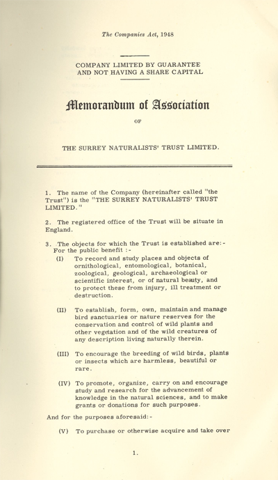 Memorandum of Association 1959