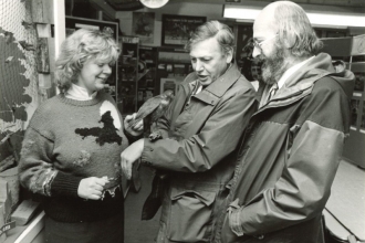 David Attenborough at Nower Wood in 1985