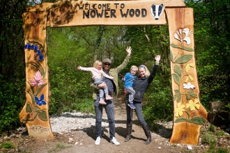 Happy family at Nower Wood