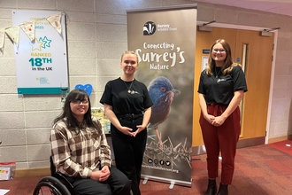 Ashley the blog writer, poses alongside colleagues from Surrey Wildlife Trust