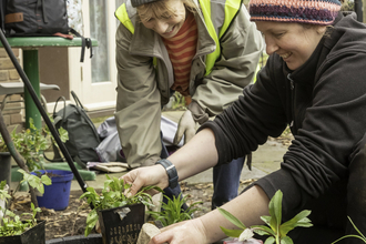 Community group creating a pond