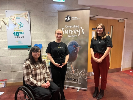 Ashley the blog writer, poses alongside colleagues from Surrey Wildlife Trust