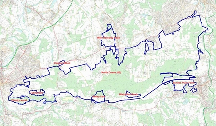 Map showing the Hedgerow Heritage project boundary 