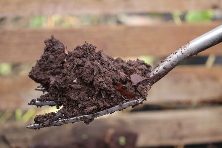 Soil on a pitch fork 