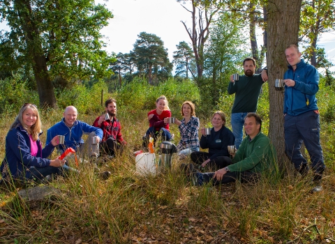 Volunteers have a tea break