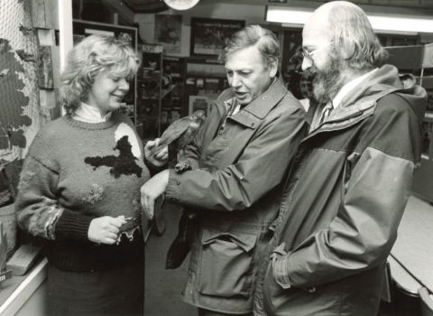 David Attenborough at Nower Wood in 1985