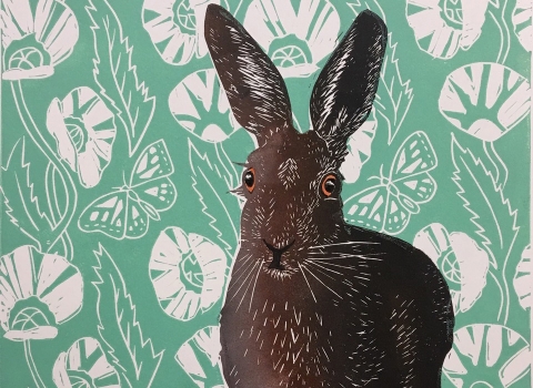 Celia Lewis - Hare on Blockprint