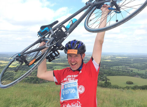 A cyclist competing in a fundraising event